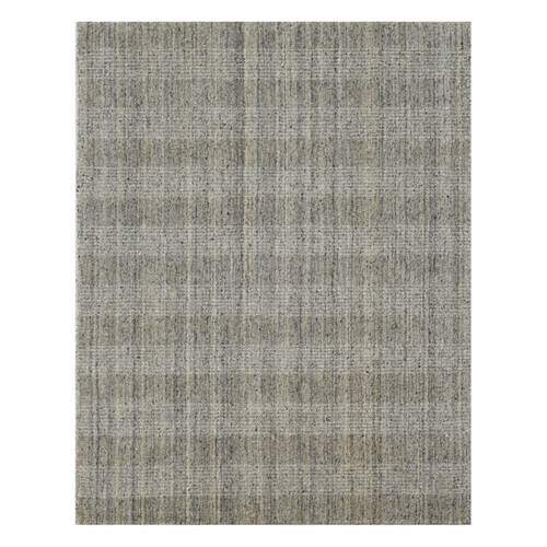 2' X 3' Gray And Beige Wool Plaid Hand Woven Area Rug