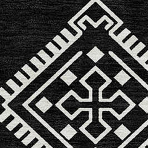 9' X 12' Black And Ivory Southwestern Washable Indoor Outdoor Area Rug