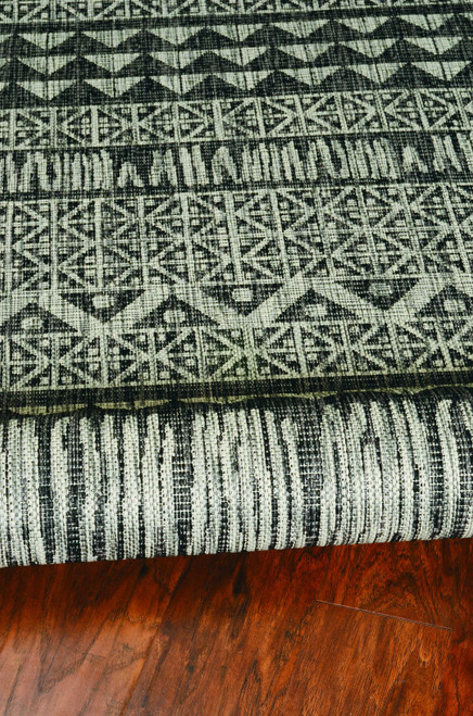 5' X 8' Charcoal And Gray Tribal Area Rug