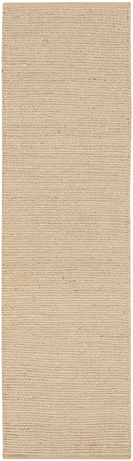 12' Beige Jute Hand Woven Runner Rug