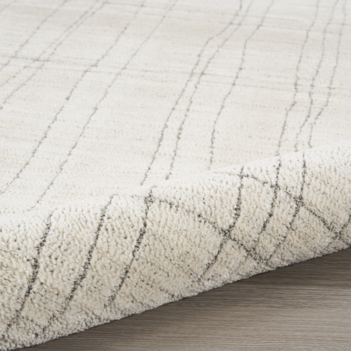 8' Gray And Ivory Abstract Runner Rug