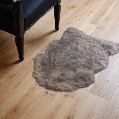 2' X 3' Gray Faux Sheepskin Area Rug