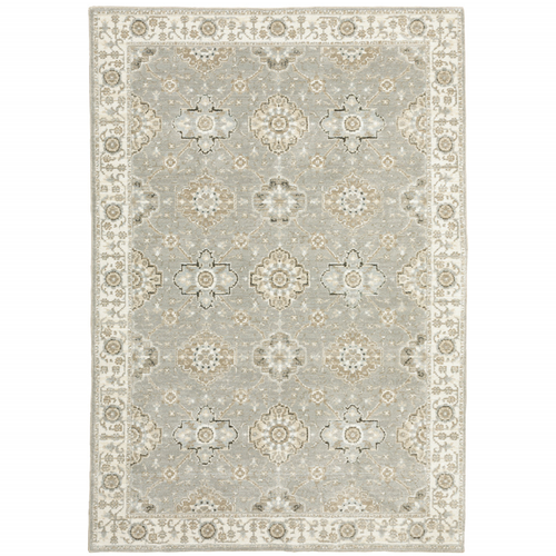 2' X 3' Gray And Ivory Oriental Area Rug