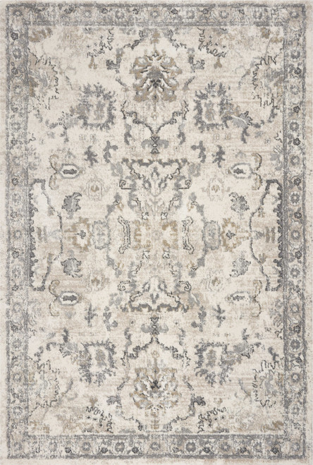 3' X 5' Ivory And Gray Floral Medallion Distressed Area Rug