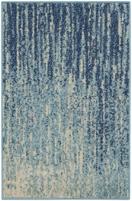 Homeroots Home Decor Navy and Light Blue Abstract Scatter Rug, 2 x 3 Inch