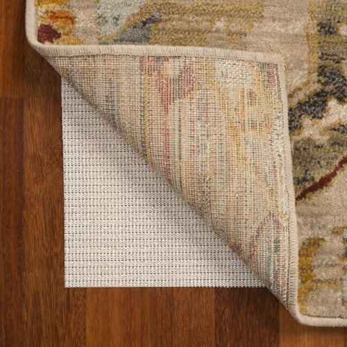 8' Round Beige Non Slip Rug Pad Polyvinyl Chloride