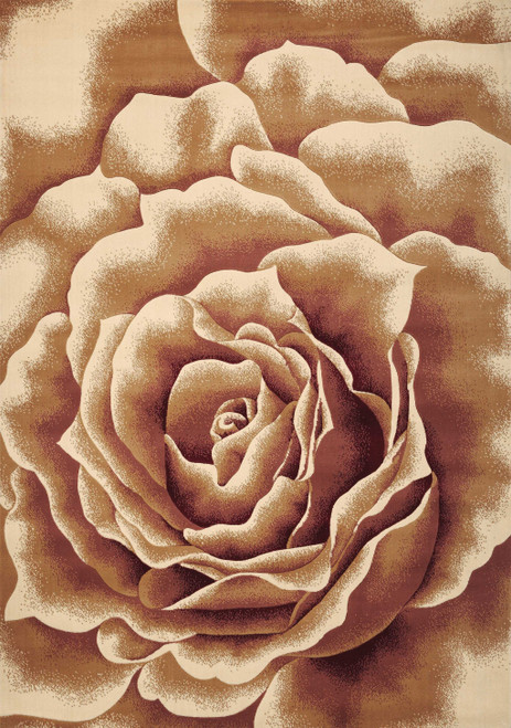 2' X 3' Ivory Brown And Red Floral Area Rug