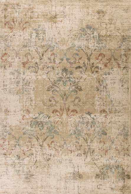3' X 5' Champagne And Beige Damask Area Rug