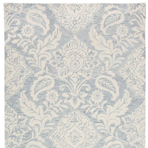 2' X 3' Blue And Ivory Wool Paisley Tufted Handmade Stain Resistant Area Rug