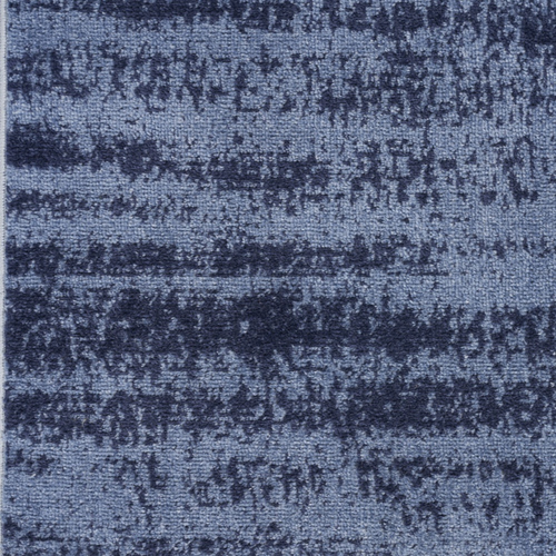 8' Denim Blue And Navy Blue Abstract Indoor Outdoor Runner Rug