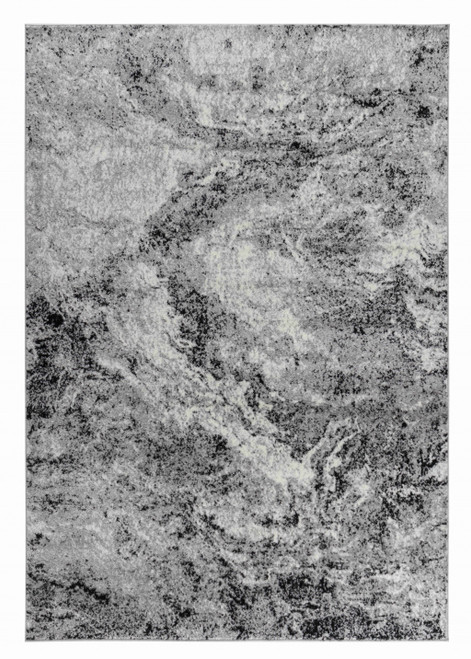 10' Black And Gray Abstract Runner Rug