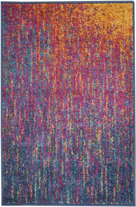 2' X 3' Blue And Orange Abstract Area Rug