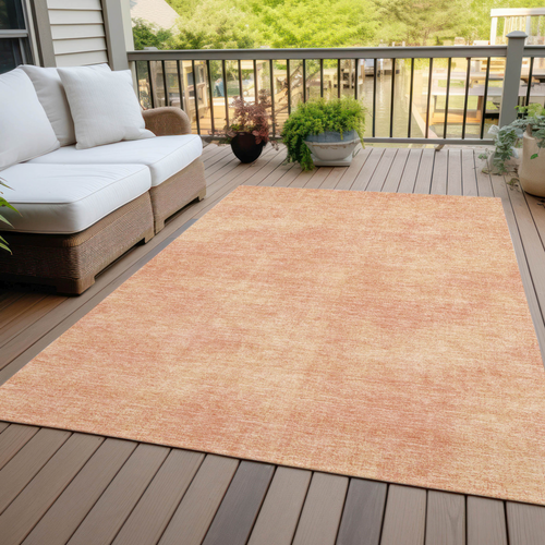 9' X 12' Peach Washable Indoor Outdoor Area Rug