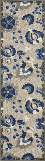 6' Blue And Gray Indoor Outdoor Area Rug - Blue, Gray