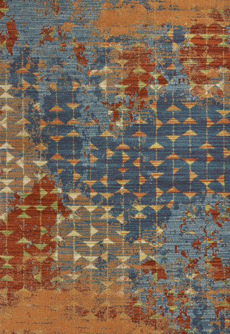 3' X 5' Blue Red And Orange Abstract Area Rug