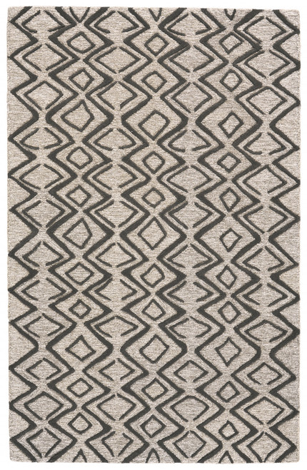 2' X 3' Black Taupe And Gray Wool Geometric Hand Tufted Area Rug