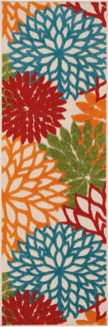 Homeroots Home Decor Green Floral Indoor Outdoor Runner Rug, 2 X 6 feet
