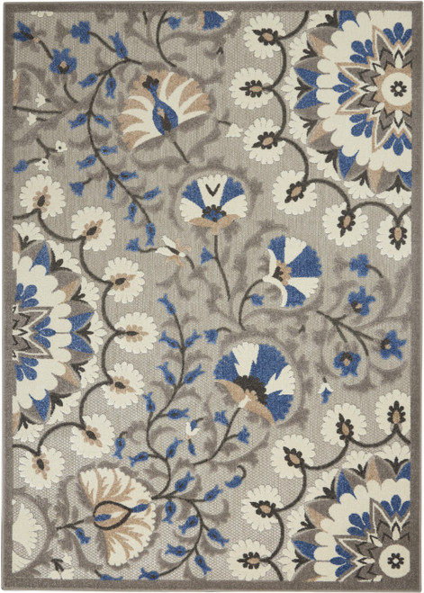 4' X 6' Blue And Gray Indoor Outdoor Area Rug - Blue, Gray