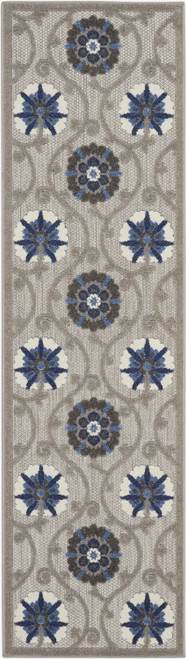 Homeroots Home Decor Gray and Blue Indoor Outdoor Runner Rug, 2 x 10 Inch
