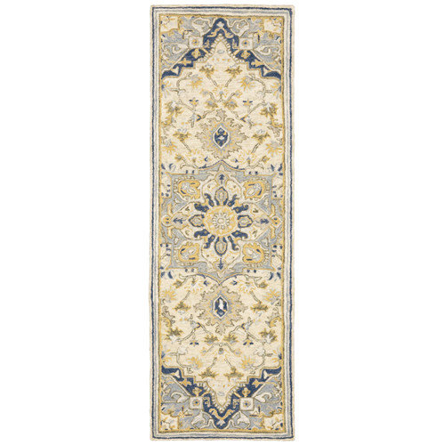 Homeroots Home Decor Blue and Ivory Bohemian Runner Rug, 3 X 8 feet