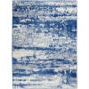 5' X 7' Ivory And Blue Ombre Distressed Area Rug