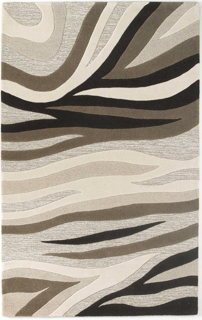 2' X 4' Beige Ivory And Black Wool Abstract Hand Tufted Area Rug