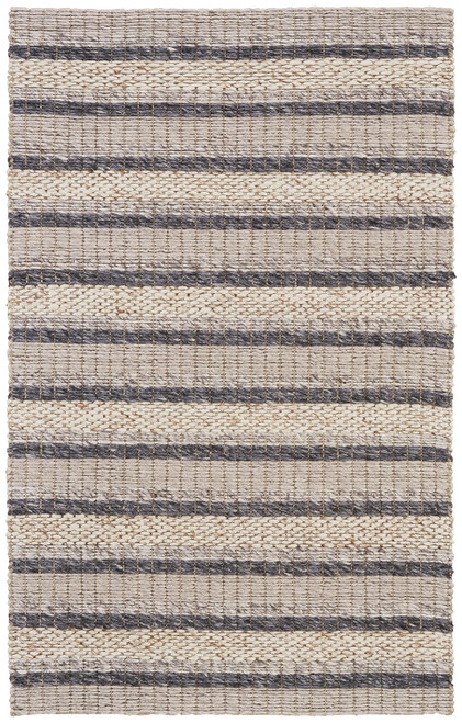 2' X 3' Gray And Ivory Wool Striped Hand Woven Area Rug