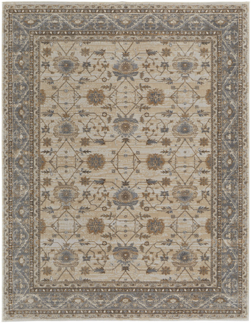 2' X 3' Tan Ivory And Gray Oriental Area Rug