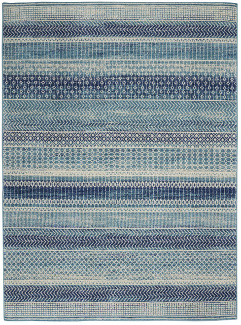 4' X 6' Navy Blue And Ivory Southwestern Area Rug