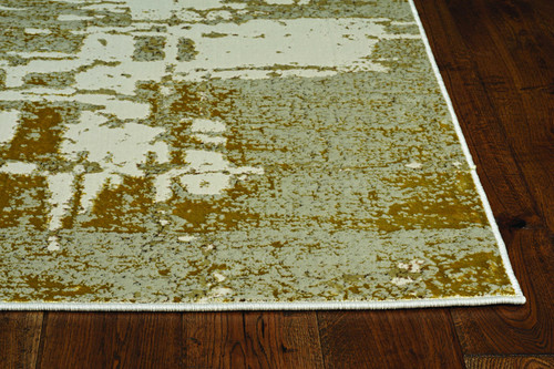 3' X 5' Ivory Taupe And Gold Abstract Area Rug