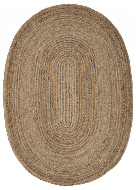5' X 7' Natural Jute Hand Braided Oval Rug