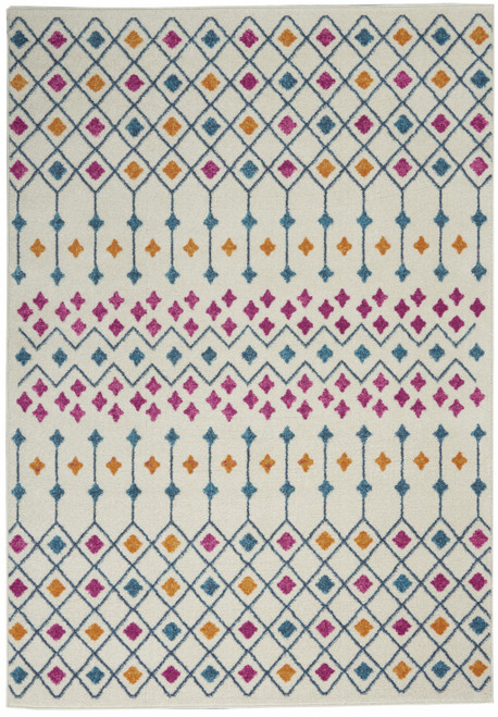 5' X 7' Ivory And Blue Geometric Area Rug