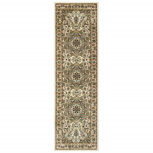 8' Beige And Ivory Runner Rug