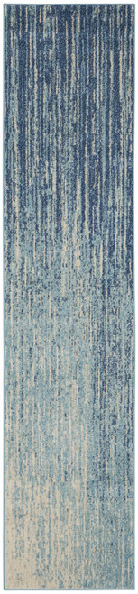 Homeroots Home Decor Navy and Light Blue Abstract Runner Rug, 2 x 10 Inch