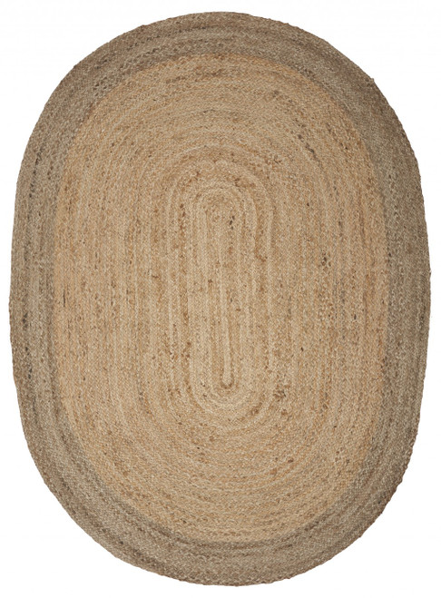 7’ Natural Toned Oval Shaped Area Rug