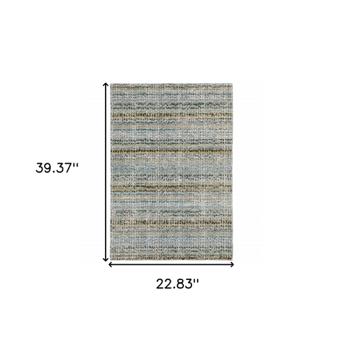 2' X 3' Blue And Green Abstract Area Rug