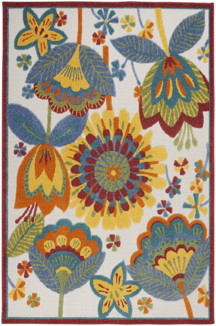 4' X 6' Yellow And Ivory Indoor Outdoor Area Rug Polypropylene