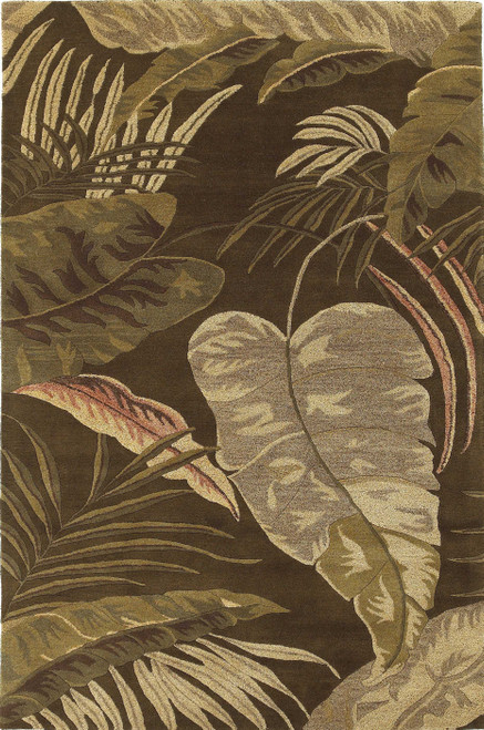 3' X 4' Brown And Beige Wool Botanical Leaves Hand Tufted Area Rug