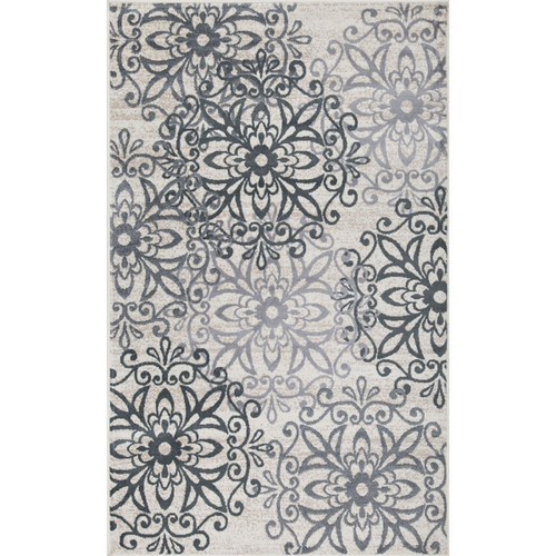8' X 10' Gray And Charcoal Medallion Area Rug