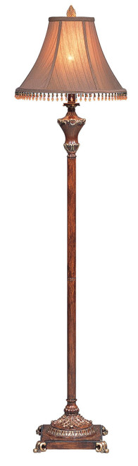 60" Brown Traditional Floor Lamp With Brown Empire Shade with Beads