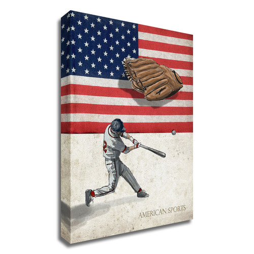 "American Sports: Baseball 1" Wrapped Canvas Print Wall Art