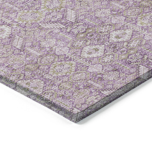 3' X 4' Lavender and Ivory Floral Washable Non Skid Indoor Outdoor Area Rug