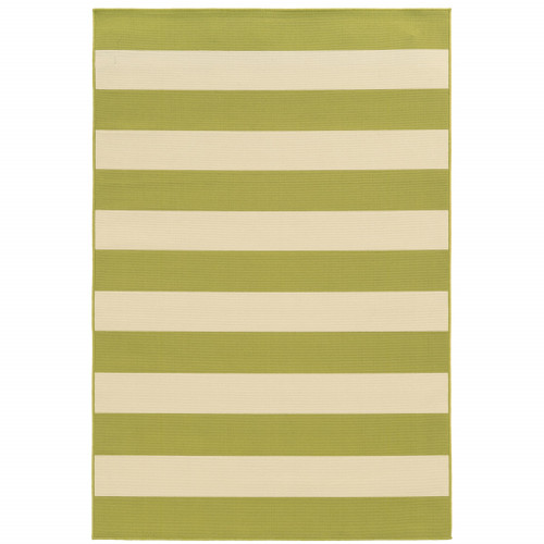 6' X 9' Green Geometric Stain Resistant Indoor Outdoor Area Rug