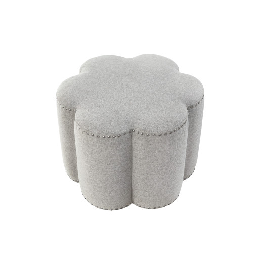 25" Grey 100% Linen Specialty Ottoman