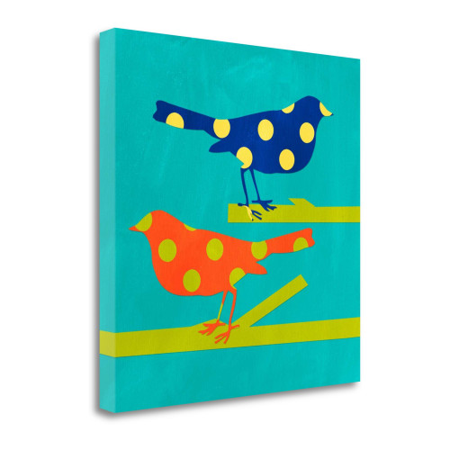 Navy And Orange Birds 1 Wrapped Canvas Print Living Room Wall Art