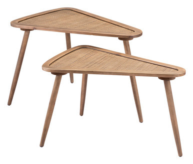 Set of Two Brown Wooden Nesting Tables