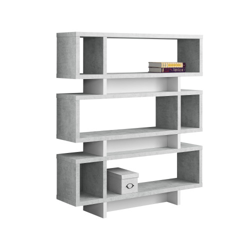 12" x 47.25" x 54.75" Grey White Particle Board Hollow Core Bookcase