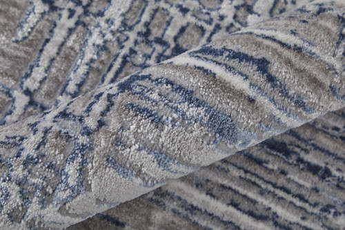 9' X 13' Gray And Blue Abstract Stain Resistant Area Rug