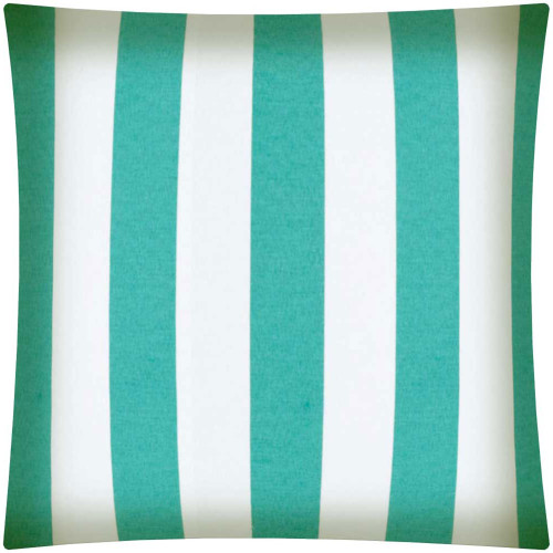 17" X 17" Turquoise And White Zippered Polyester Striped Throw Pillow Cover