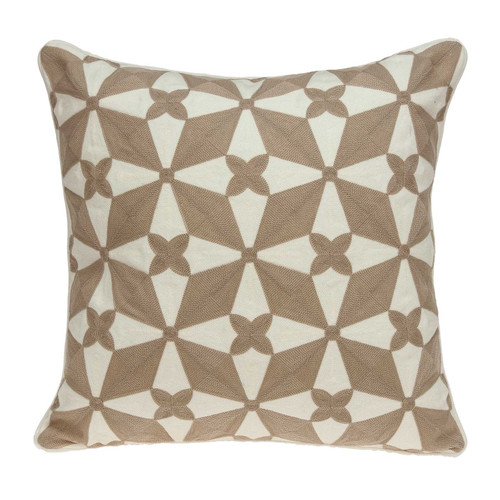 20" x 0.5" x 20" Transitional Beige and White Accent Pillow Cover